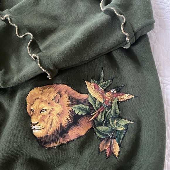 Fleece Vintage rare army green button down jacketSz is oversized XL UKN brand - Picture 8 of 14